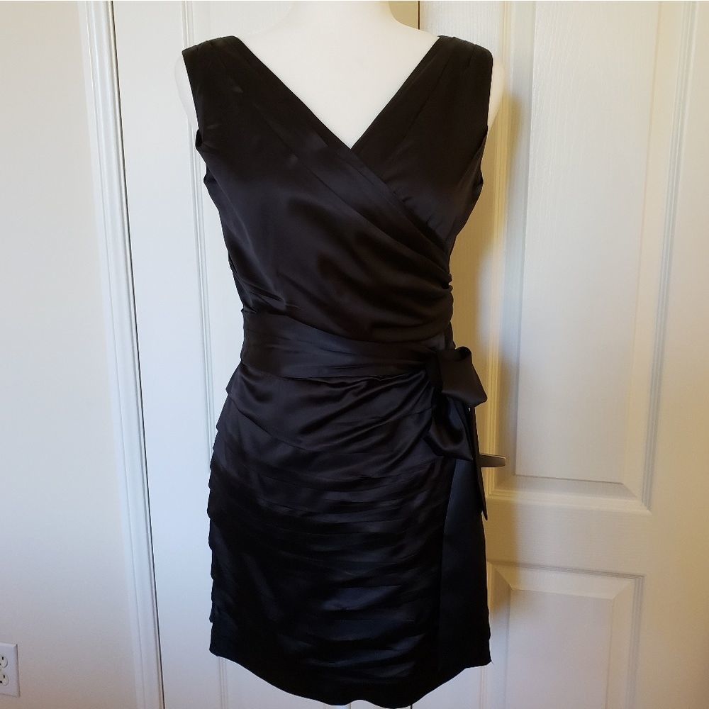 Express Sash tie layered satin dress